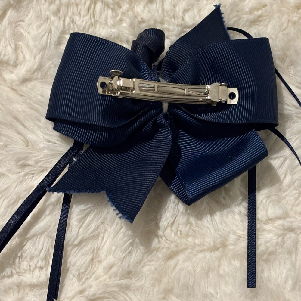 Navy Blue Hair Bow Clip